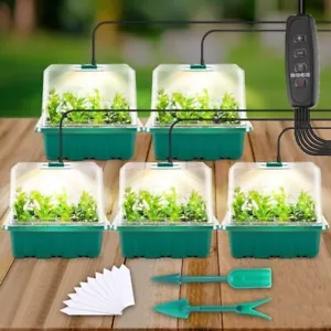 5x Mini Gewächshaus set Zimmergewächshaus Anzucht Treibhaus mit Pflanzenlampe - Bild 1 von 8