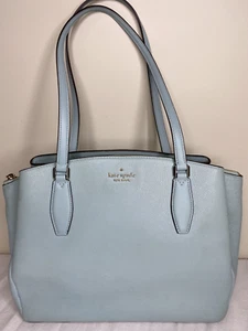 Kate Spade Monet Beuteltasche genarbtes Leder groß drei Fächer kristallblau - Bild 1 von 12
