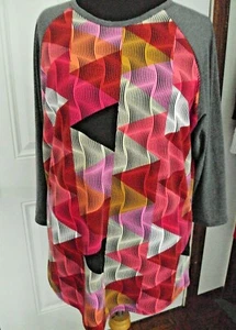 Unbranded Womens Blouse Plus SZ 2X Abstract Print Dolman Long Sleeve Poly Knit - Picture 1 of 4