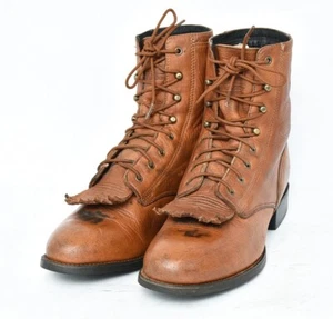 Botines ARIAT de cuero con cordones de coñac para montar occidentales para mujer talla 8 - Imagen 1 de 9