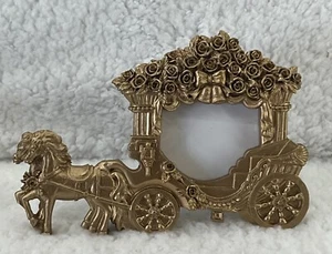 Gold Horse And Carriage Picture Frame Wedding Birthday Baby Shower 2 X 2.5 Pic. - Picture 1 of 9