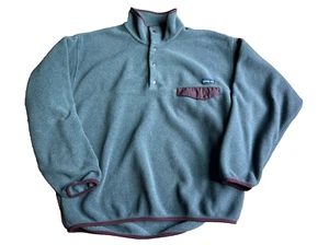 Vintage Patagonia Synchilla Snap-T Fleece Pullover Gray/Burgundy Size Large - Picture 1 of 7