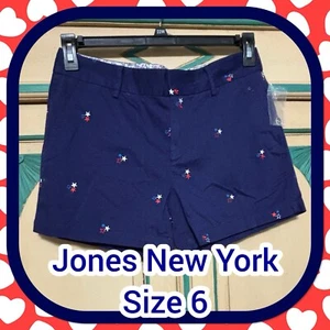 Neu ohne Etikett süße Jones New York marineblaue Shorts mit Sternen Größe 6 KOSTENLOSER VERSAND nur 1 Paar - Bild 1 von 23