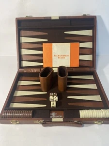 Juego de Backgammon de Colección Skor-Mor Cuero Marrón Sintético Estuche de Viaje de 10x15 - Imagen 1 de 8