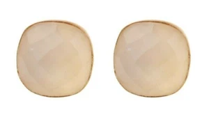 Cojín de cuarzo rosa hecho a mano cortado en oro rosa de 18k chapado en pendientes de plata - Imagen 1 de 2