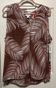 Liz Claiborne Mahogany Palms Lightweight Slightly Crinkled Top Size XL NWT - Picture 1 of 9