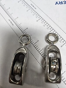 Lot 2 Pc Stainless Steel Single Pulley Heavy Duty Traction Wheel Rope Cable MORE - Picture 1 of 14