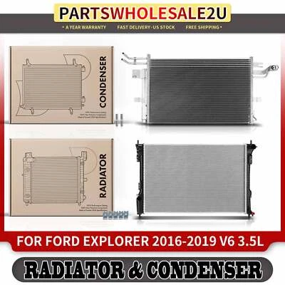 Kit de refrigeración de radiador y condensador de aire acondicionado para Ford Explorer 2016 2017 2018 2019 3,5 L Foto 1 de 4