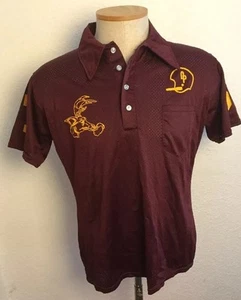 SPEEDLINE true vintage 60s 70s High school Football Mesh Polo shirt LARGE Maroon - Picture 1 of 10