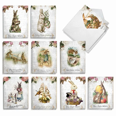 20 Assorted Easter Notecards w/ Envelopes (10 Designs, 2 Each) Bunny Notes - Image 1 of 4