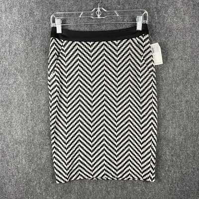 Falda Trina Turk Para Mujer 0 Negra Gris Estampado en Zig-Zag Lápiz Mezcla de Lana Hecha en EE. UU. Foto 1 de 4