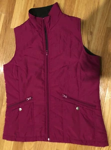 Lightweight PUFFER VEST, PINK Berry Front Zip, Front Pockets, Women's M Medium - Picture 1 of 6
