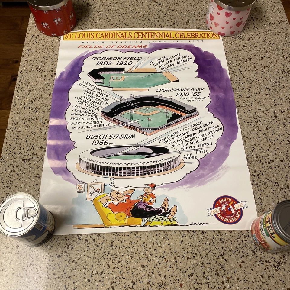 ST. LOUIS CARDINALS Centennial Celebration Vintage Poster 100th Anniversary 1992 - Image 1 of 4