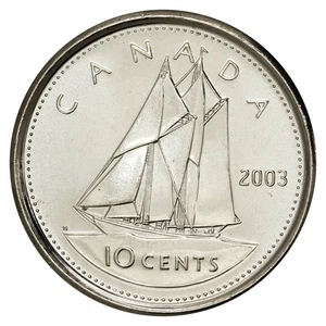 2003P CANADA 10 CENTS NEW EFFIGY BRILLIANT UNCIRCULATED DIME COIN - Picture 1 of 2
