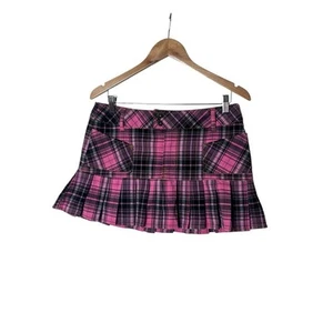 Y2K Pink Plaid Micro Mini Gothic Skirt 13 2037 - Picture 1 of 4
