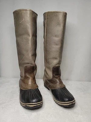 Sorel Slimpack Tall Equestrian Riding Rain Boots Shale Waterproof Womens 7.5 - Image 1 of 4