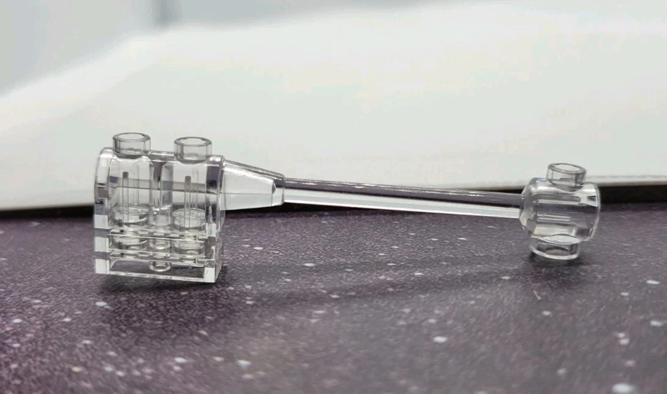 LEGO BAR 1X8 W/ BRICK 1X2 CURVED TOP END (1 PCS) - TRANSPARENT CLEAR - Image 1 of 3