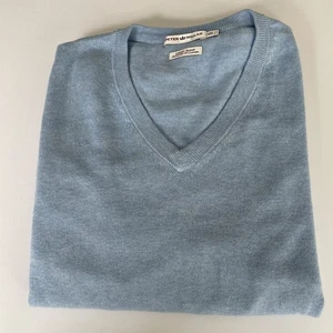 Peter Millar Luxus Mischung Baumwolle/Kaschmir V-Ausschnitt Pullover hellblau Gr. XXL - Bild 1 von 9