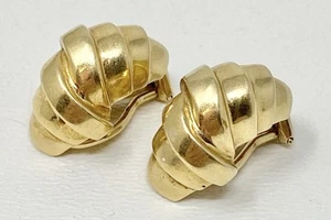 Vintage Estate Verified 14K Karat Gold Clip On Earrings Seashells 9.6 Grams Read - Picture 1 of 13