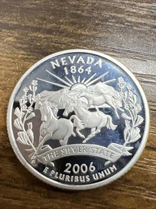 2006 - S PROOF 90% SILVER "Nevada” STATEHOOD Washington Quarter! Actual Coin - Picture 1 of 2