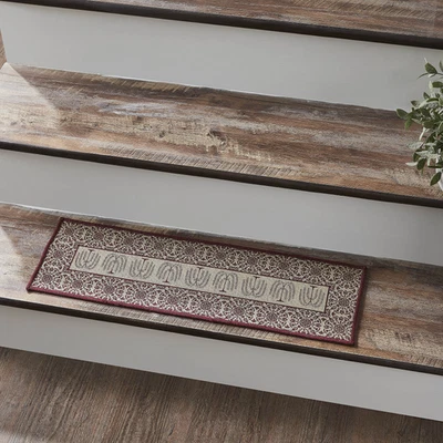 Заказной дом бордовый желтовато-коричневый жаккардовый внутренний/наружный лестничный протектор прямой латекс 8,5x27 - Изображение 1 из 4