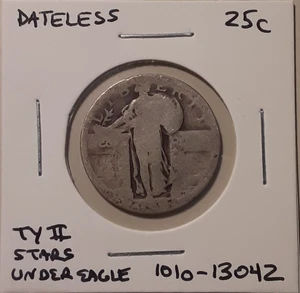 Dateless Standing Liberty Quarter 90% silver 25c Type 2 - stars (#101o-13042/77) - Picture 1 of 4
