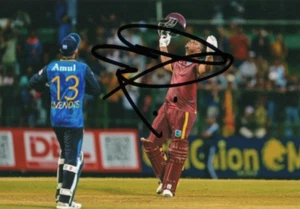 WEST INDIES CRICKET: EVIN LEWIS SIGNED 6x4 ODI CENTURY ACTION PHOTO+COA - Picture 1 of 1
