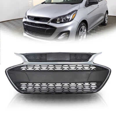 Front Grille Bumper Upper For Chevrolet Spark 2019-2022 Chrome Trim Black Mesh Foto 1 de 4