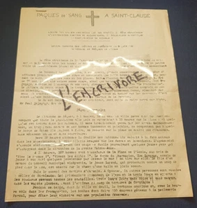 Paques de sang a Saint Claude - Tract des prètres et aumoniers du maquis Jura - Picture 1 of 3