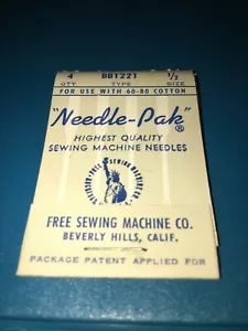"NADEL-PAK" GRATIS NÄHMASCHINE CO. 4 Teile TYP BB1221 GR. 1/2 CA. 43mm - Bild 1 von 3