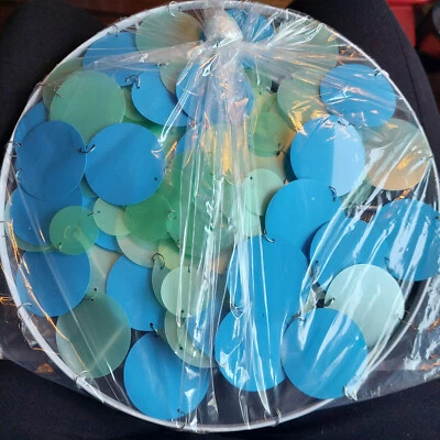 Blue/Green retro boho circle plastic sequuin pendant chandelier lampshade - Image 1 of 4