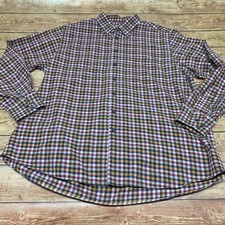 Scott Barber Mens Size XL Long Sleeve Shirt Colored Check Button Up Front