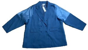 The Drop signedblake Blazer Women's 3X Blue Sapphire Double Breasted Jacket NEW - Picture 1 of 21