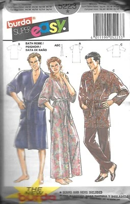 Vintage Burda #5223 Unisex Bath Robe - 2 Lengths - Size 12-26 - UNCUT - Image 1 of 2