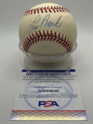 Lou Brock St. Louis Cardinals Signed Autograph OMLB Baseball PSA DNA *46 - Image 1 of 2