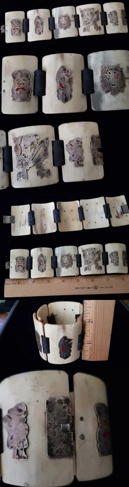 Pulsera de Huesos con Panel de Plata Esterlina de Colección Trabajo Temprano del Perú br263 Foto 1 de 1