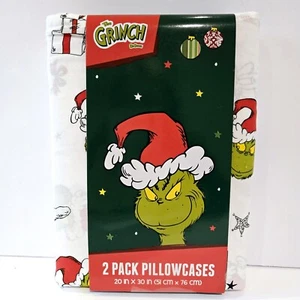 Grinch Dr. Seuss Christmas Holiday Cotton 20" x 30" Pillowcases Set of 2 New! - Picture 1 of 2
