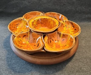 Cerámica Chip & Dip Lazy Susan de colección originales de California EE. UU. naranja, marrón - Imagen 1 de 6