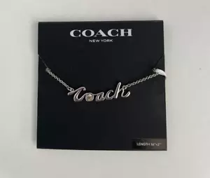 Coach Logo Script Signature Silver Pendant Necklace MSRP $98 - Picture 1 of 2