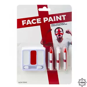 Euro 2024 PINTURA CARA ROJA BLANCA Bandera de Inglaterra Día de San Geroges Vestido Elegante - Imagen 1 de 4