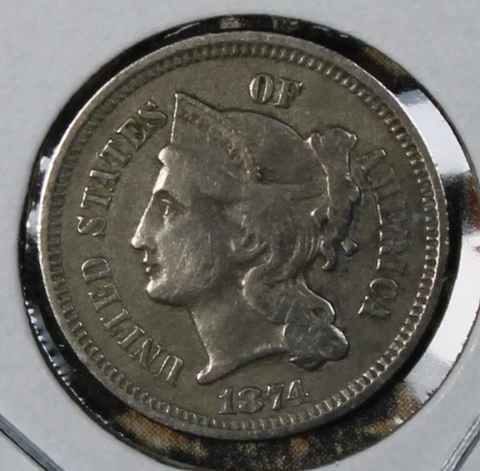 1874 THREE CENT NICKEL COLLECTOR COIN FREE SHIPPING Cover