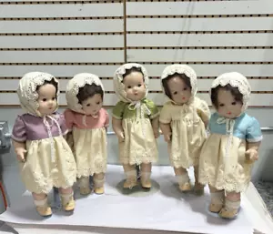 Madame Alexander Dionne Quintuplet Puppen Set mit "echten" Haaren 16" Puppen (C) - Bild 1 von 24