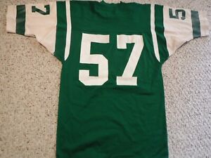 RARE AUTHENTIC VINTAGE NEW YORK JETS MEDALIST SAND-KNIT JERSEY #57SIZE LARGE