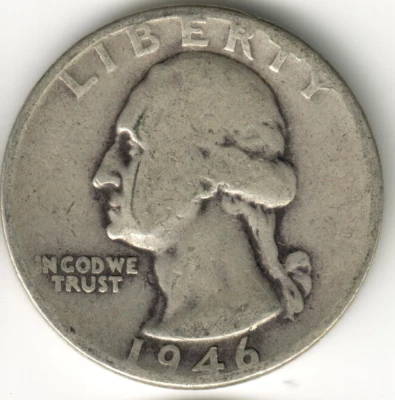 USA - 1946P - Washington ¼ $ - Silver Eagle - no mint mark - #15989RG - Image 1 of 2