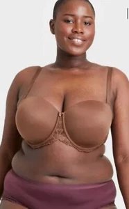 NWT~ Auden sz 40DD Strapless Knit Microfiber Underwire Molded Bra Caramel Y2 - Picture 1 of 5