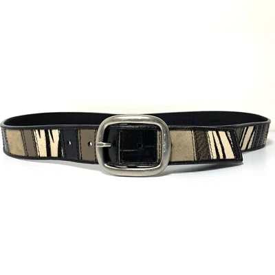 Fossil Mujer Cinturón Grande Negro Marrón Patchwork Piel Leopardo Informal Jeans Damas Foto 1 de 4