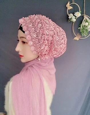 Flor islámica taladro caliente hiyab cuentas banda elástica hiyab mujeres bufanda musulmana Foto 1 de 4