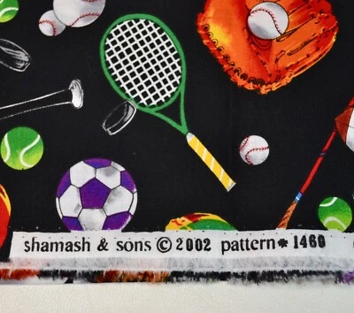1 1/2 Yd  Shamash & Sons Cotton Sports Fabric Football Baseball Soccer Tennis - Image 1 of 2