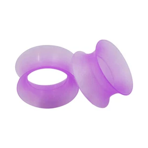 2pcs Silicone Flesh Tunnels Earskin Double Flared Ear Gauges Soft Ear Plugs - Picture 1 of 29