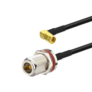 N Female bulkhead O-ring to SMA Male RA Wlan Pigtail Cable KSR195 30cm for WiFi - Zdjęcie 1 z 4